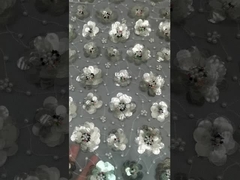129cm Sliver Kleur Bloemen Sequin Perlen Geborduurde Stof Voor Avondjurk Vrouwenjurken