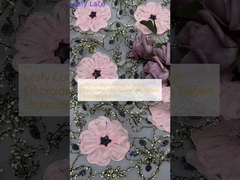 Gekleurde kanten van bladeren, geborduurde kanten van hoge kwaliteit, elegante borduren