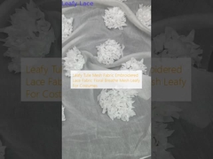 Tulle-maasstof met bladeren geborduurd kantstof met bloemen