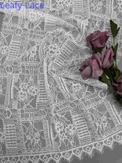 140CM Witte Geo Bloemenkantstof in Nylon Katoenen Samenstellings AZO Vrij