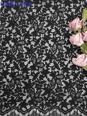 3D Stof van het 57 Duim Zwarte Bloemen Geribde Kant met Zachte Handfeel