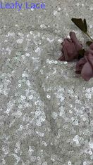 51 Inch Ivory Kleur Hoogwaardige Circulaire Perlen Sequin Netten Borduurwerk Kant Kleding Stof Voor Avond Kleding