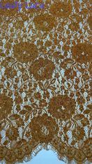 Bruine Kleur Chenille Garens Bloemige Schaloped Edge kant Stof Door De Yard Kleding Voor Vrouwen Kleding