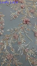 Prachtige 3D bloemensequin geborduurde mesh stof 3D kralen borduurwerk