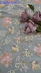 Sequin geborduurde stof bladse sequin bloemige adem sequin kant stof luxe gelegenheid stof