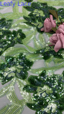 100% polyester 3D Flower Stof Sequin Elegante Glanzende Mesh Spit Stof Luxe Gelegenheid Avond Stof