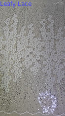 Polyester geborduurd met kralen Stof Sequin kant Spandex Wit 100% geborduurd kant Stof