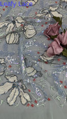 Mesh Ground Leafy Sequins kantstof voor Elegante Adem Hoogwaardige Eetjurken Glinsterend Stof