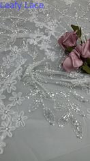 Bladerige Tule Kant Met Geborduurde Sequin Mesh Kraal Voor Pure Elegantie, Sierlijke Textuur En Glans Voor Couture En Luxe Jurken
