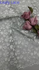 Luxe Geborduurde Kanten Stof Zachte Tule met Delicate Bloemen voor Elegante Avondjurken