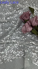 Tule Sequin Mesh Geborduurde Kant Stof Polyester Hollow-up voor Avondjurken