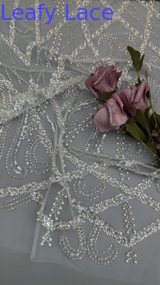 Hoogwaardige Geborduurde Parel Kantstof Polyester Voor Nieuw Seizoen Avondkleding