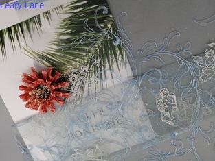 49 de“ Folie van Bule Tulle bedekte Geborduurd Mesh Lace Fabric met een laag