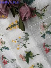 80 de yards borduurden Katoenen 9 Kleuren 3D Bloemenkantstof