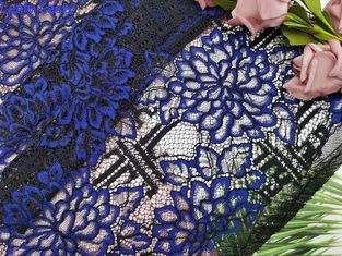 Blauwe Geribde het Kantstof van de huis Textiel Grote Bloem voor Meisjekleding