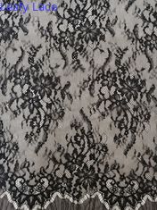 Van de het Kantstof van bloem het Zwarte Franse Chantilly Kant van het het Huis Textielgordijn