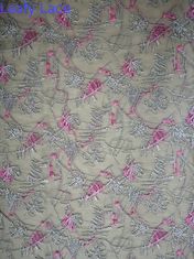 Roze Afrikaans Bloementulle Mesh Colored Embroidery Fabric