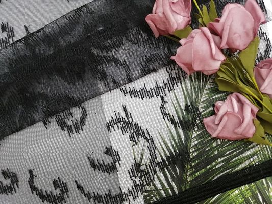 100 Yards 125CM Stof van Tulle Mesh Crochet Black Embroidered Lace