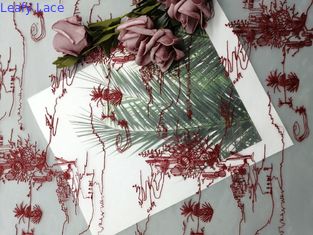 Tulle Mesh Red Embroidered Lace Fabric voor Meisjeskleding