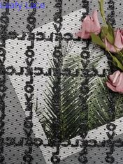 Bijeengekomen zwart schittert Stof van het het Borduurwerk de Metaalkant van Tulle Lurex