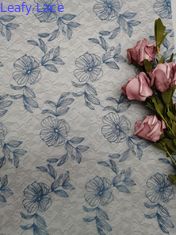 Het blauwe Voile Geborduurde Netwerk van Tulle van de Kantstof Bloemen