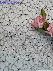 Zwart Garen Cording Twee Tone Lace Fabric Embroidered 142cm Breedte