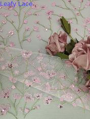 Roze de Stoffenoem van het Bloemkant het Kantstof van het Borduurwerk 3D Lovertje voor Kleding