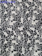 Het AZO Vrije de Grond van Tulle Mesh Printed Lace Fabric Black Witte Bijeenkomen