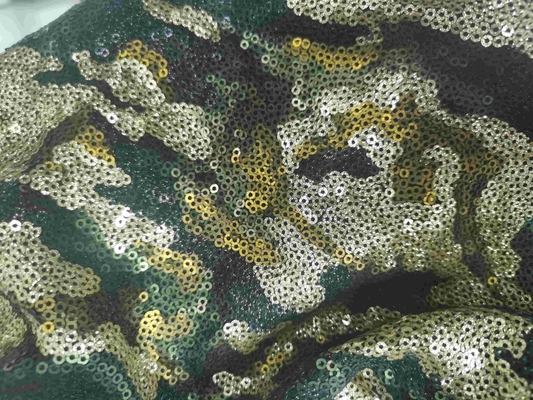 124cm Multi Color Sequins Embroidery Fabric With Ground Mesh For Evening Dress