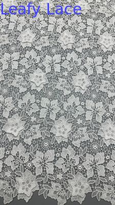 125cm Premium Eco Friendly White Modern Embroidered Lace Fabric Chemical Lace