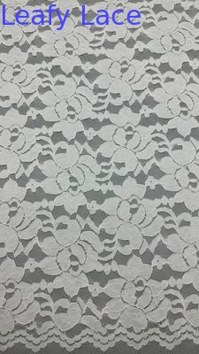 55 Inch Width Nylon Spandex White Color Stretch Floral Design Elastic Lace Fabric With Scallop For Fashion Women Dressing