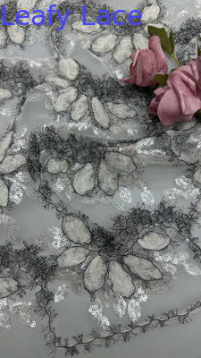 100% Polyester Sequin Metallic Lace Fabric Luxury Breathe And Elegent Sequin Fabric