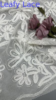 100% Cotton Leafy Corded Lace Fabric Embroidered Lace Fabric Elegent for Clothes