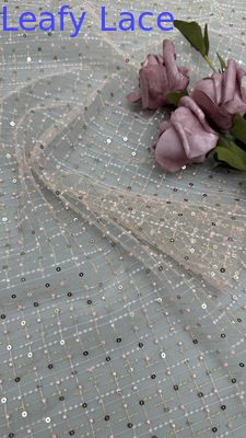 Seuqin Embroidery Fabric Lusiate Sequin Embroidered Lace Fabric Leafy Luxury Occasion Wedding Fabric