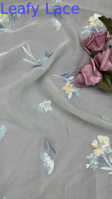 Sequin Embroidered Fabic Pink Floral Chantilly Fabric Lace New Collection Party Dresses