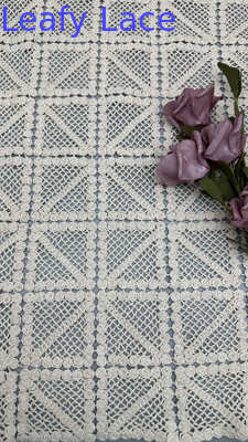 100% Cotton Leafy Corded Lace Fabric Windows Design for Evening Dresses Girlas Clothing