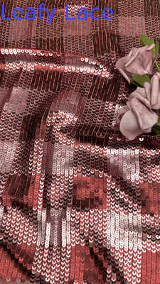 Plaid Sequin Embroideded Lace Fabric Elegant Shining Customized New Collection Fabric