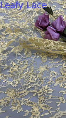 Yellow Embroidered Lace Fabric High Quality Product Luxary to Wedding Dresses Gowns