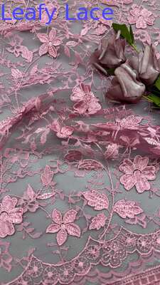 Embroidered Lace Fabric Design Floral Customized  Design for Gowns