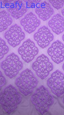 Colorful Embroidered Mesh Lace Fabric Luxary Special Design Customized For Wedding Dresses