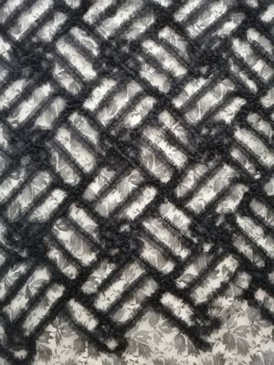 Tulle Mesh Embroidery Black Flower Applique Lace Fabric