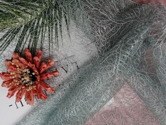 Blue Graceful Tulle Mesh Embroidered Lace Fabric