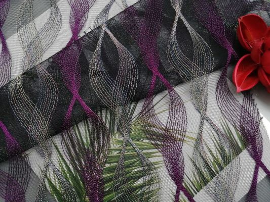 Home Textiles Purple Geometric Colored Embroidery Fabric