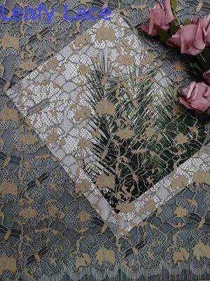 Recycled 142CM 2 Colors Tone Green Corded Lace Fabric