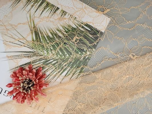 100% Polyester French Chantilly Lace Fabric