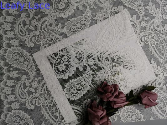 Lightweight French Chantilly Paisley White Bridal Lace Fabric