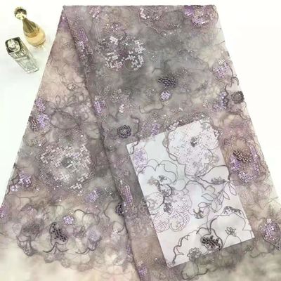 125CM Floral Lace Sequin Embroidered Fabric For Dress Blouses