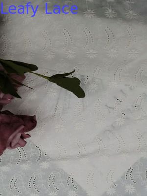 Soft Lace Embroidered Eyelet Fabric Cotton Cloth For Party Dress