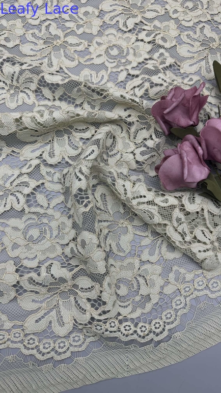 High Quality Floral Golden Material  Corded Lace Fabric For Women Dress 140cm Width dress for fashion
