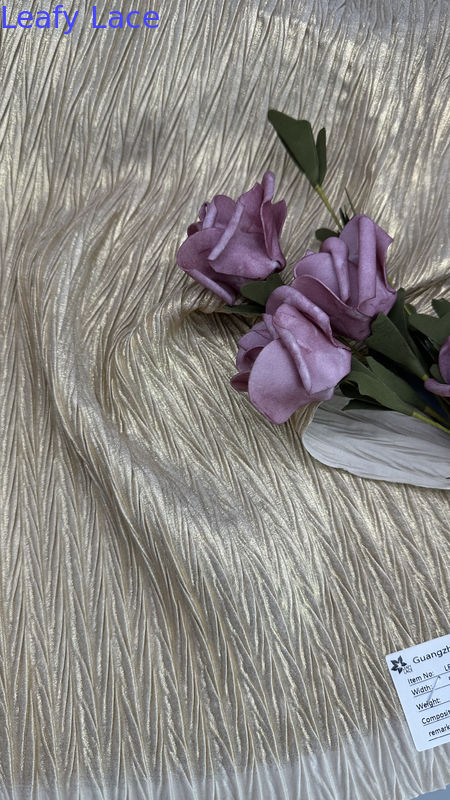 Rhombus Rib Metallic Lace Fabric For Gowns Luxury Gold Color Party Dresses